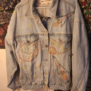 ASOS X REFINERY29 Limited Edition Embroidered Denim Jacket Size L